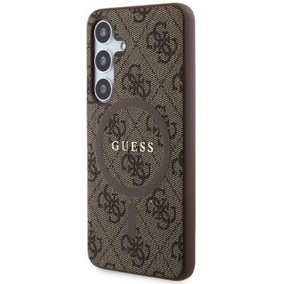 2. Guess 4G Collection Leather Metal Logo MagSafe Case for Samsung Galaxy S24 - Brown