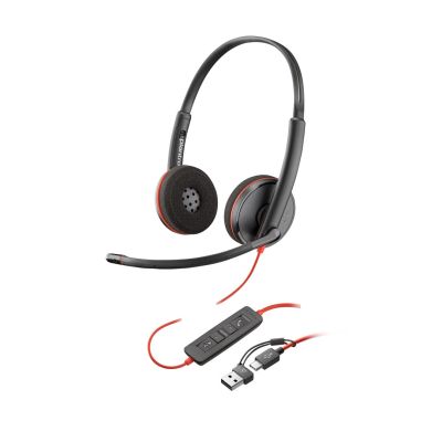 134. POLY Blackwire 3225 Stereo USB-C Headset + 3.5mm Plug + USB-C/A Adapter