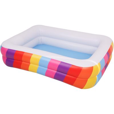 26. FAMILY INFLATABLE POOL RECTANGULAR 2-RING RAINBOW 195x140x47CM 51470