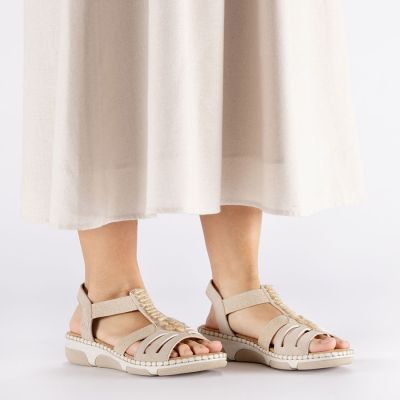 7. Women's beige wedge sandals Rieker 66201-62