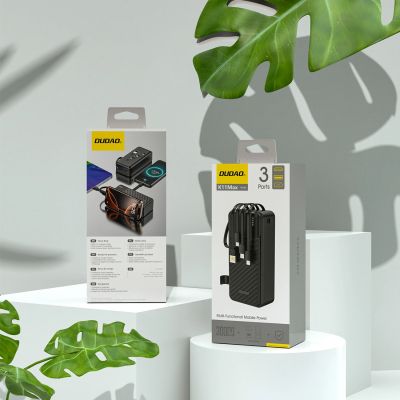 4. Dudao K11 Max 30000mAh Powerbank with Built-in Cables - Black