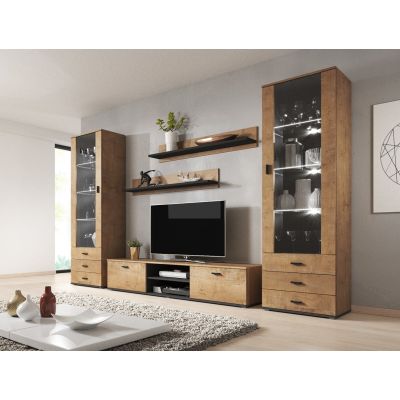 4. Shelf 125cm (2 pcs) SOHO lefkas oak + black