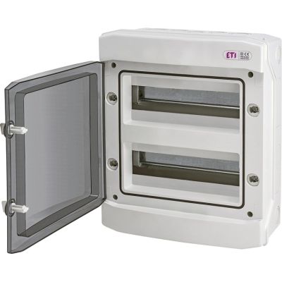 Plastic switchboard NT 24M 2X12M IP65 IK07 384x319x144, smoke door, white, DIDO 1500VDC