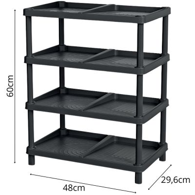 3. SHELVES SHOE RACK 4 LEVELS TASSY BLACK PROSPERPLAST