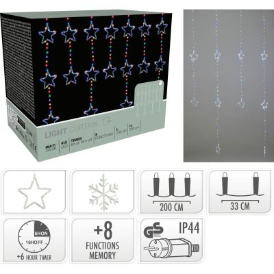 9. CHRISTMAS TREE LIGHTS LIGHT CURTAIN 200x200 CM 415LED STARS MULTICOLOR