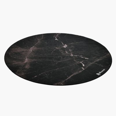 Arozzi Zona Round Floor Pad Black, Marble Color Microfiber, Rubber