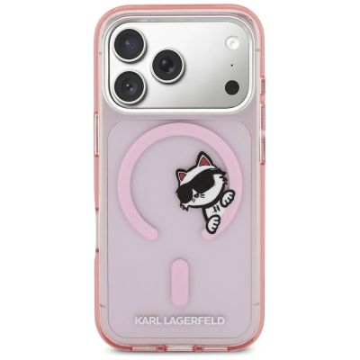 3. Karl Lagerfeld IML Peekaboo MagSafe Case for iPhone 17 Pro - Pink