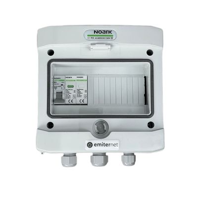 Hermetic IP65 EMITER AC connection switchboard with AC surge arrester Noark type 1+2, 20A 1-F