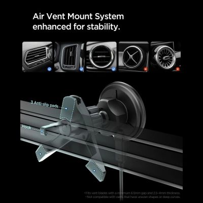 4. Spigen EV15MAQ Essential Qi2 MagSafe Car Air Vent Holder - Black