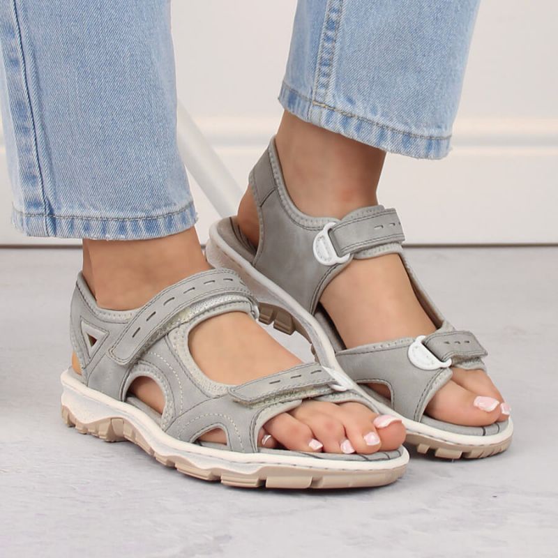 3. Comfortable Rieker W RKR674 sandals gray