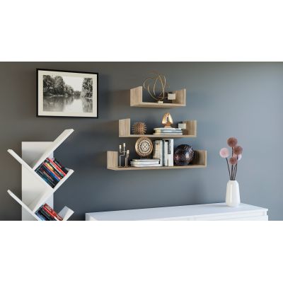 3. Set of 3 hanging shelves MOBI 3P 80x20xH14 sonoma