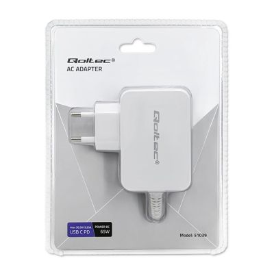 2. QOLTEC AC Adapter 65 W | 5–20.3 V | 2–3.25 A | USB Type-C | PD | White