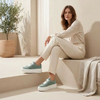 10. Women's leather sneakers openwork green Filippo DP7520/26