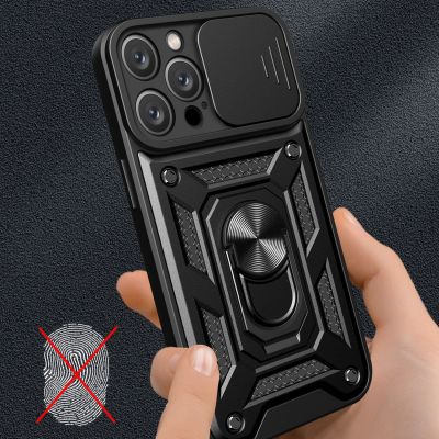 5. Hybrid Armor Camshield iPhone 16 Pro Max Armored Case with Camera Cover and Stand - Black