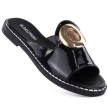 Women's patent leather black flip-flops with decoration M.Daszyński MR2266-5
