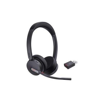 Yealink WH64 Hybrid Dual Teams Headset Wireless Headband Office/Call Center Micro-USB Bluetooth Charging Stand Black