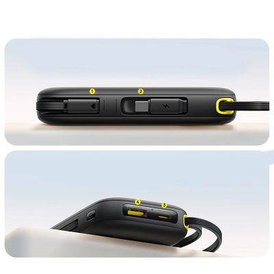 8. Baseus EnerFill FC31 QPow3 10000mAh 45W Power Bank with Digital Display with 2 Built-in USB-C Cables - Black