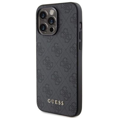 2. Guess 4G Metal Gold Logo iPhone 15 Pro Max Case - Gray