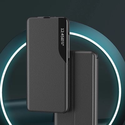 2. Eco Leather View Case cover for Samsung Galaxy S23+ with a flip stand blue