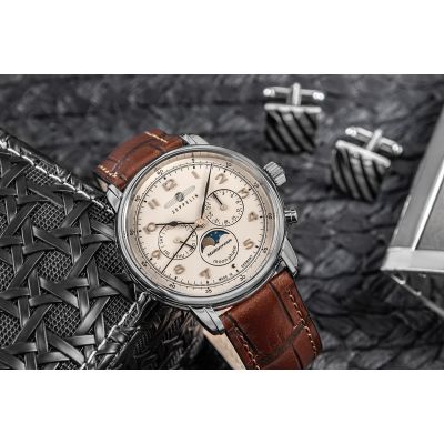 5. Men’s ZEPPELIN LZ121 Mediterranee Moonphase Watch 9636-5 + BOX