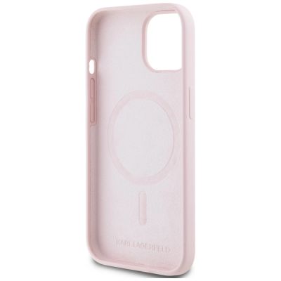 7. Karl Lagerfeld Silicone Karl&Choupette MagSafe iPhone 15 Plus Case - Pink