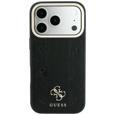 3. Guess Stripe Peony 4G Logo MagSafe Case for iPhone 17 Pro / 18 Pro - Black