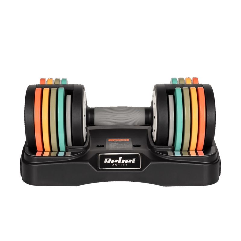 3. REBEL ACTIVE AUTOMATICALLY ADJUSTABLE CAST IRON DUMBBELLS, SET 2X10 KG, 1 KG STROKES RBA2335