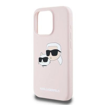 6. Karl Lagerfeld Silicone Karl&Choupette MagSafe Case for iPhone 15 Pro Max - Pink