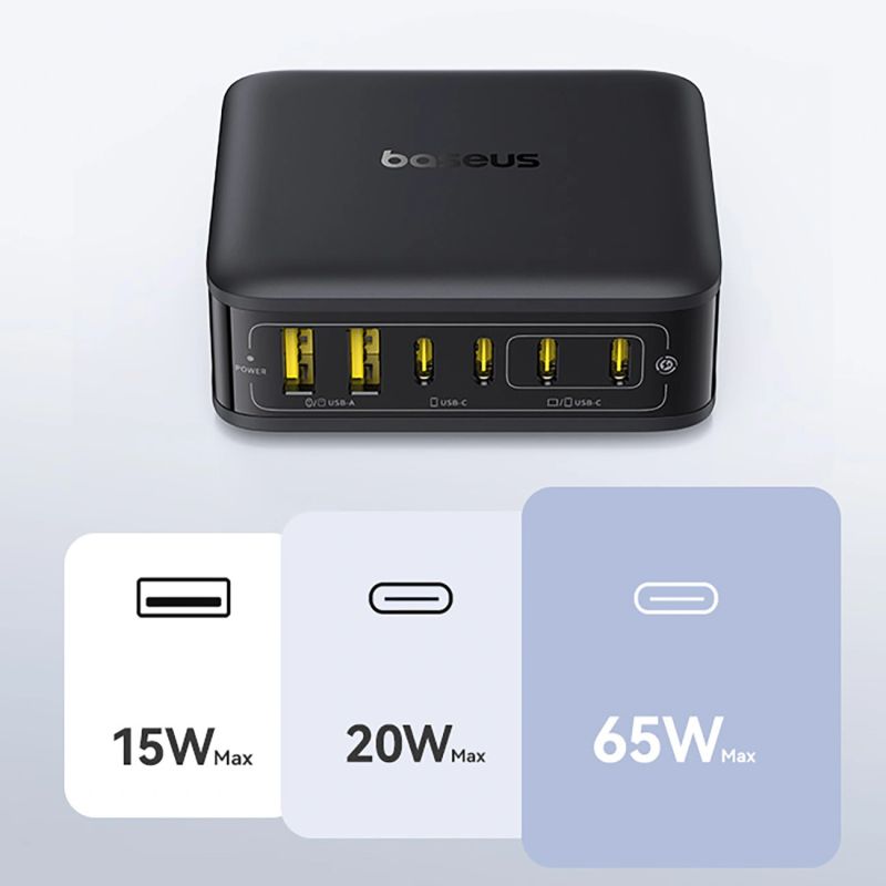 14. Baseus EnerFill FH21 120W Charging Station 4xUSB-C + 2xUSB-A - Black