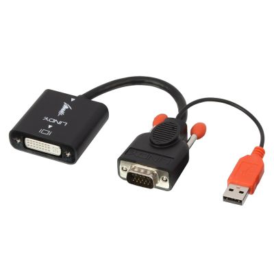 3. Lindy 38184 0.2m DVI-D VGA (D-Sub) + USB Cable Adapter Black, Orange