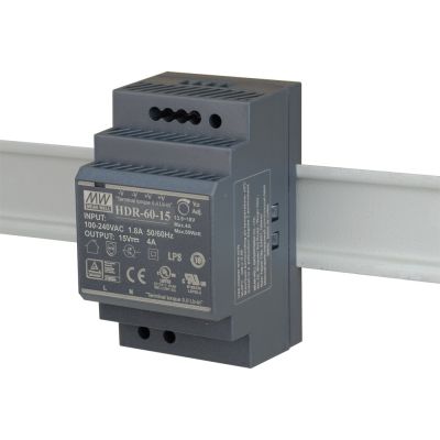 SMPS POWER SUPPLY FOR DIN RAIL MEAN WELL HDR-60-15 15V/60W/4A