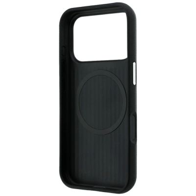 7. Karl Lagerfeld Saffiano Small Script Metal Logo MagSafe Case for iPhone 17 Pro Max / 18 Pro Max - Black