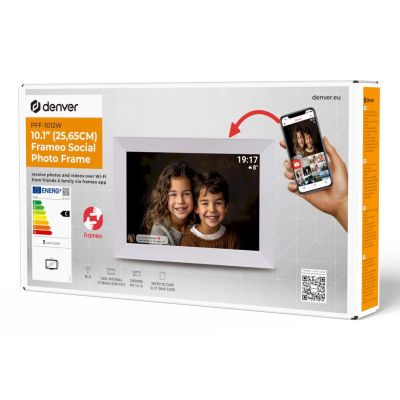 7. Denver PFF-1012 Digital Photo Frame White 25.6cm (10.1") Touchscreen Wi-Fi