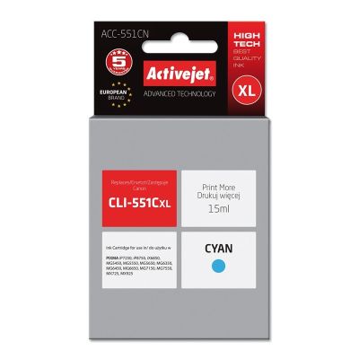 Activejet ACC-551CN Ink (Canon CLI-551C replacement; Supreme; 15 ml; blue)