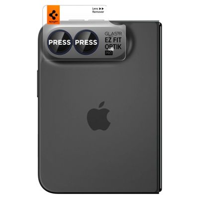 2. Spigen Optik Pro Glas.tR EZ Fit 2-Pack Tempered Glass Camera Screen Protector for iPhone Duo - Navy Blue