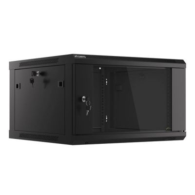 10. Lanberg WF01-6606-10B single-section cabinet (6U; 368mm / 600mm / 600 mm; wall-mounted; Glass; 19''; black)