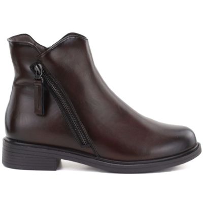 2. Chocolate Brown Lined Leather Ankle Boots for Women Potocki JE19485ac