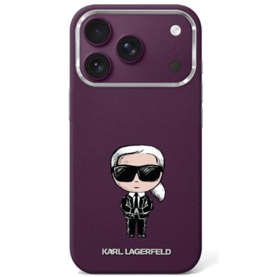 Karl Lagerfeld Smooth Ikonik Sketch MagSafe case for iPhone 18 Pro / 17 Pro - burgundy