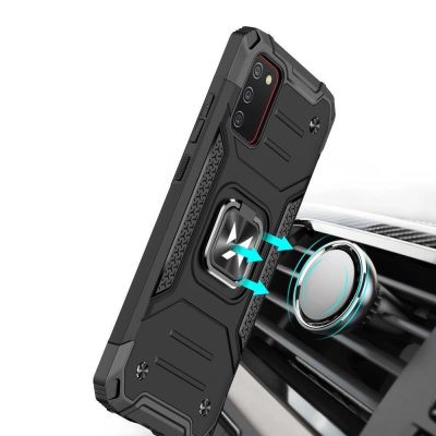 6. Wozinsky Ring Armor tough hybrid case cover + magnetic holder for Samsung Galaxy A03s black