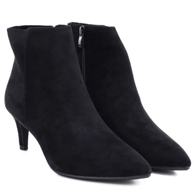 9. Women's insulated ankle boots with a low heel, suede, black, Sergio Leone BT-65