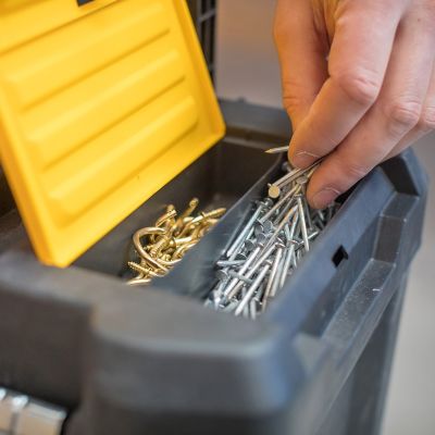 14. Stanley Essential Hard Tool Case Plastic Gray, Yellow