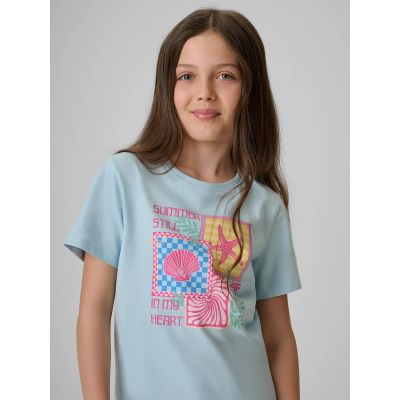 3. Girls' regular printed T-shirt 4F 4FJRSS26TTSHF4418-33S