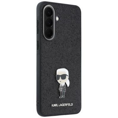 4. Karl Lagerfeld Fixed Glitter Ikonik Logo Metal Pin Case for Samsung Galaxy A57 5G - Black