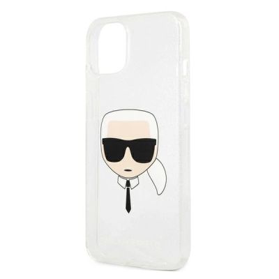 6. Karl Lagerfeld Glitter Karl's Head case for iPhone 13 mini - silver