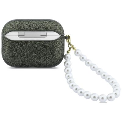 2. Guess Glitter Pearl Strap Case for AirPods Pro 3 - Black and Glitter