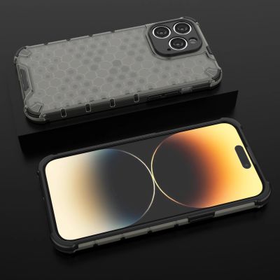 17. Honeycomb case for iPhone 14 Pro Max armored hybrid cover transparent