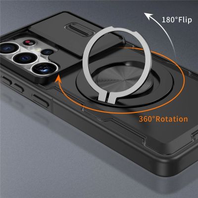 4. Samsung Galaxy S26 Ultra Case with Sliding Camera Cover and Swivel Stand Compatible with MagSafe - Black