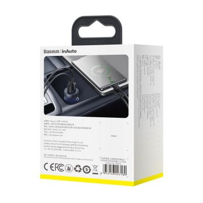 20. Baseus USB / USB Type C car charger 65 W 5 A SCP Quick Charge 4.0+ Power Delivery 3.0 LCD screen gray (CCKX-C0G)