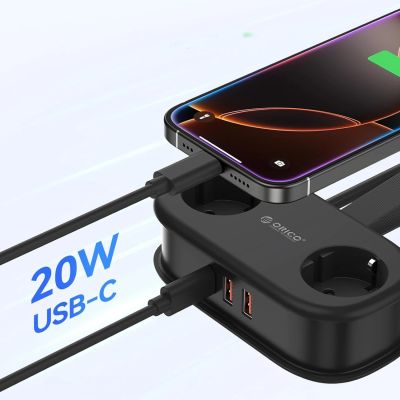 4. Orico APP 15.5W 5in1 Power Strip 2x AC + 2x USB-A + 1x USB-C - Black