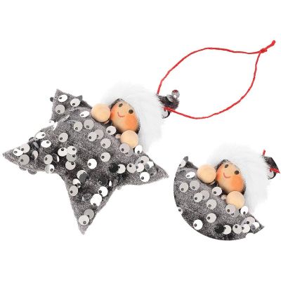 5. SET OF 3 PENDANTS STAR DOLLS SILVER SEQUINS